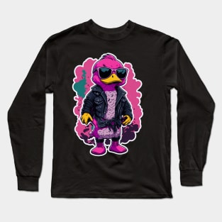 Cute Cool Pink Duck Wearing Sunglasses Long Sleeve T-Shirt